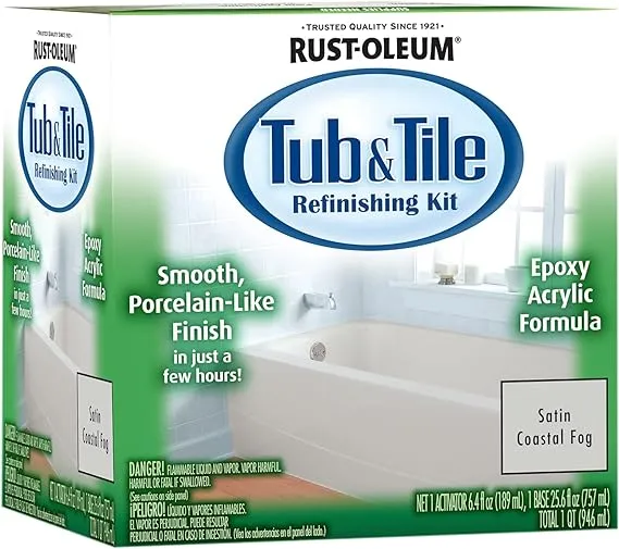 Rust-Oleum 384165 Tub And Tile Refinishing 2-Part Kit, Gloss White,White