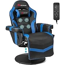 Goplus Massage Gaming Recliner Reclining Racing Chair Swivel - Blue