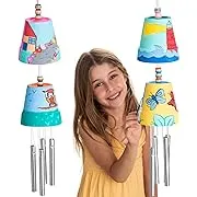 ROMI'S Way 2-Pack Make Your Own Wind Chime Kit - larger Bells, Stencils and Beads, Arts and Crafts for Kids Ages 8-12, 4-8 - DIY Craft Kit for Girls &