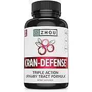 Zhou Nutrition Cran Defense, Cranberry Concentrate Urinary Tract Formula, Flush Out Impurities and Healthy Bladder Support, 3 in 1 Formula - Cranberry Extract, D-mannose, Vitamin C, Multi - 60 Count