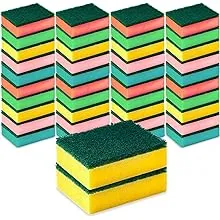 Decorrack 40 Cleaning Scrub Sponges for Kitchen, Dishes, Bathroom, Car Wash, One Scouring Scrubbing One Absorbent Side, Abrasive