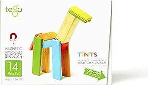 14 Piece Tegu Magnetic Wooden Block Set, Tints