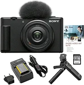 Sony ZV-1F Vlog Camera for Content Creators and Vloggers (Black) Bundle - Black