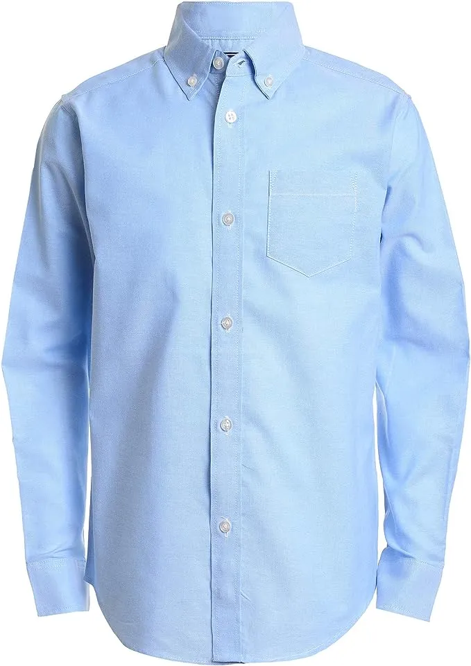 IZOD Boys' Long Sleeve Solid Button-Down Collared Oxford Shirt with Chest Pocket