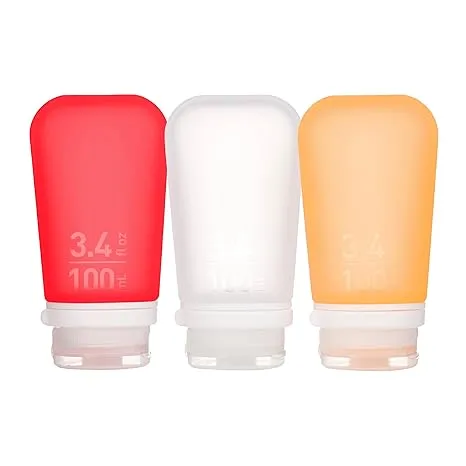 Humangear HG3188 GoToob+ 3-Pack, 3.4oz, Clear/Red/Orange