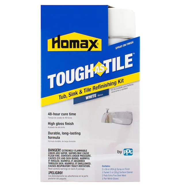 Homax 41072031530 Tough As Tile Tub, Sink, and Tile Refinishing Kit, Aerosol, White, 32 oz