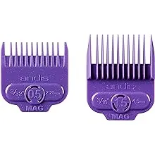 Andis 66560 Magnetic Comb Set - Dual Pack 0.5 & 1.5 - Long-Lasting Performance - Provides Safe & Accurate Clipper Cutting – 2 Count – Violet