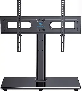 PERLESMITH Universal TV Stand Table Top TV Base for 32-80 inch LCD LED OLED 4K Flat Screen TVs-Height Adjustable TV Mount Stand with Tempered Glass Base, VESA 600x400mm, Holds up to 99lbs,PSTVS11