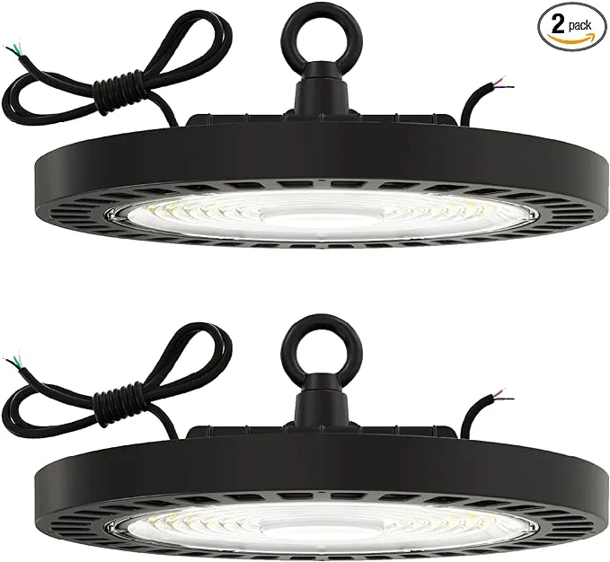 Sunco 2 Pack UFO LED High Bay Light, Lighting for Warehouse, 5000K Daylight, 150W, 21000 LM, 100-277V, Dimmable 0-10V, IP65 Waterproof, Super Bright, UL