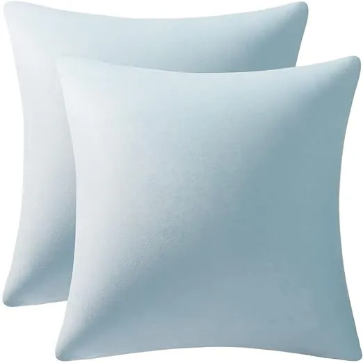  Throw Pillow Cases 20x20 Light-Blue: 2 Pack Cozy Soft 20 x 20-Inch Baby Blue