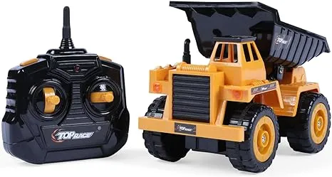 Top Race 5 Channel Fully Functional RC Dump Truck Toy My First RC Construction Truck Kids Size Designed for Small Hands, TR-112S - Remote Control Truck Kids Truck Toys Remote Truck Boys