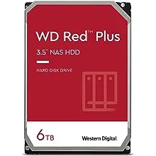 WD Red Plus 6TB NAS Hard Disk Drive - 5400 RPM Class SATA 6Gb/s, CMR, 64MB Cache, 3.5 Inch - WD60EFRX