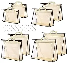 Cinpiuk 4 Pack Handbag Dust Bags Clear Purse Storage Organizer for Closet, Zipper Hanging Storage Bag for Handbags