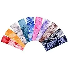 Tie Dye Headbands Stretch Headbands Elastic Yoga Hairband for Teens Girls Women Adults, Assorted Colors, 10 Pieces (Classic Colors)