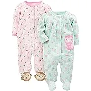 Simple Joys by Carter's Baby Girls' 2-Pack Cotton Snap Footed Sleep and Play