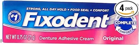 Fixodent Denture Adhesive Cream Original, Multi, 0.75 Oz, Pack of 4Fixodent Denture Adhesive Cream Original, Multi, 0.75 Oz, Pack of 4