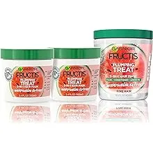 Garnier Fructis Plumping Treat 3-in-1 Hair Mask with Watermelon for Fine Hair (Mask, Conditioner, Leave-In) - 13.5 oz + 3.4 oz (1 Kit)