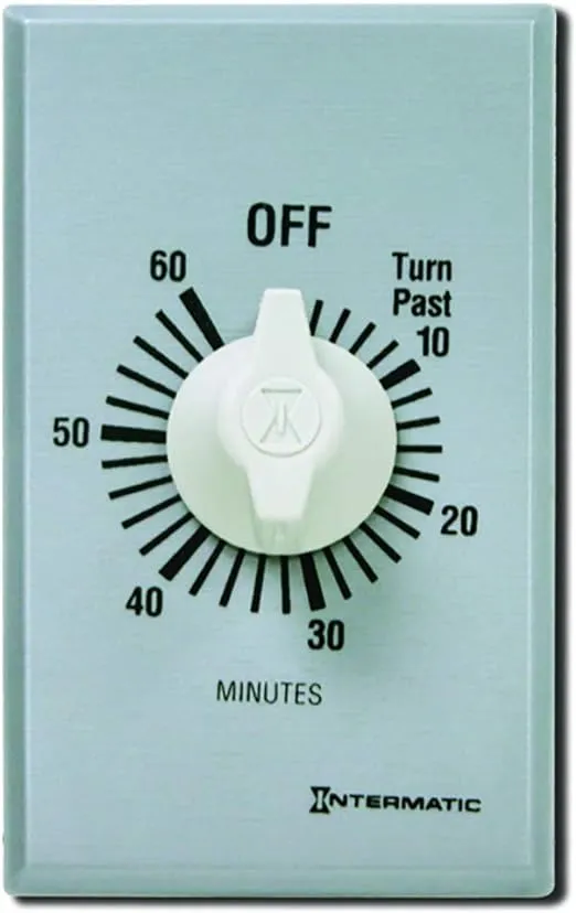 Intermatic FF60MC FF Series Auto-Off Springwound Timer Switch, Brushed Metal