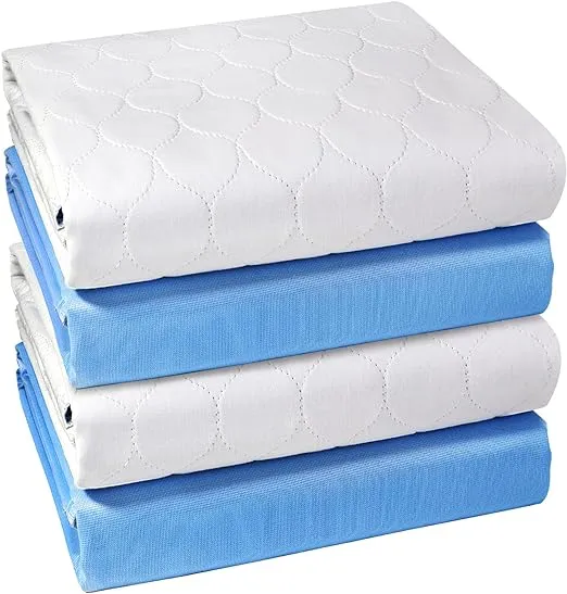 Conkote Heavy Absorbency Bed Pads, 34"X36" (4 Pack), Washable and Reusable Incontinence Underpads, Waterproof Sheet and Mattress Protectors