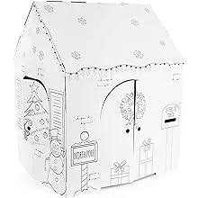 Easy Playhouse Holiday Cottage - Kids Art & Craft for Indoor Fun, Color, Draw, Doodle on a Festive North Pole House - Decorate & Personalize a Cardboard Fort, 32" X 26.5" X 40.5" - Made in USA, Age 3+