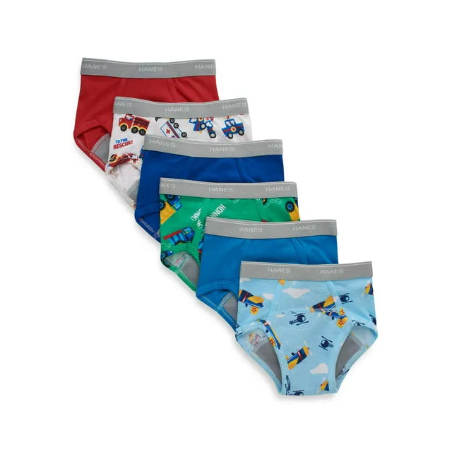 Hanes Toddler Boy Potty Trainer Brief Underwear, 6 Pack, Sizes 2T-4T