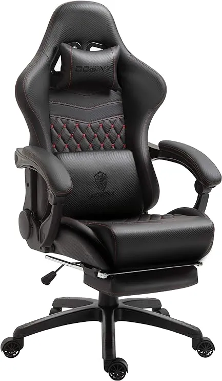 Dowinx Gaming Chair Office Chair PC Chair with Massage Lumbar Support Ivory