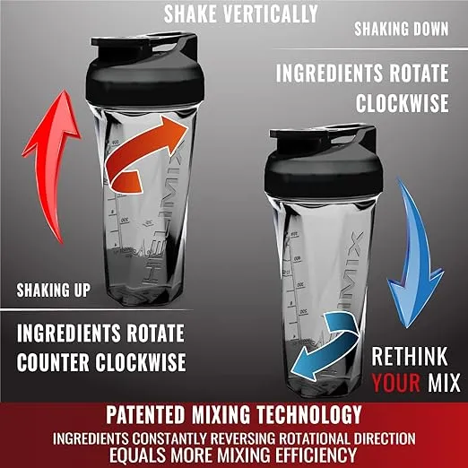 HELIMIX 2.0 Vortex Blender Shaker Bottle Holds upto 28oz | No Blending Ball or Whisk | USA Made | Portable Pre Workout Whey Protein Drink Shaker Cup | Mixes Cocktails Smoothies Shakes | Top Rack Safe