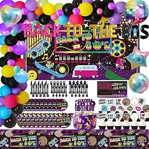 Letromp Back to The 80's Party Decorations I Love 80s Balloons Garland Kit Retro Radio