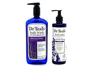 Dr Teals Lavender Body Wash w/Pure Epsom Salt - Bundle w/Dr Teals Lavender Body Lotion! Soothing Set!