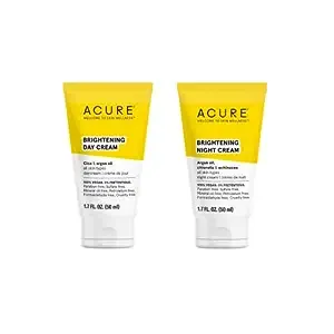 ACURE Brightening Day & Night Cream Duo Pack - 100% Vegan - Moisturizes & Brightens All Skin Types - 1.70 Fl Oz. Each