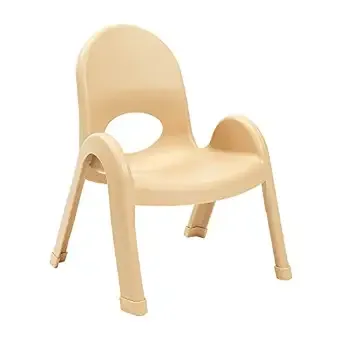 Children's Factory - AB7709NT Angeles Value Stack Kids Chair, Preschool/Daycare/Playroom Furniture, Flexible Seating Classroom Furniture for Toddlers, Natural Tan, 9", Beige