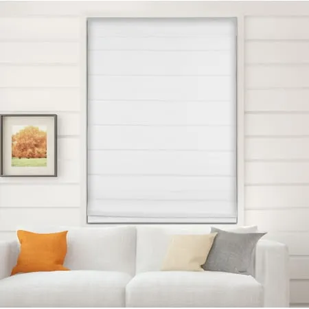 Arlo Blinds Thermal Room Darkening Fabric Roman Shades, Color: White, Size: 34.5" W X 60" H, Cordless Lift Window Blinds