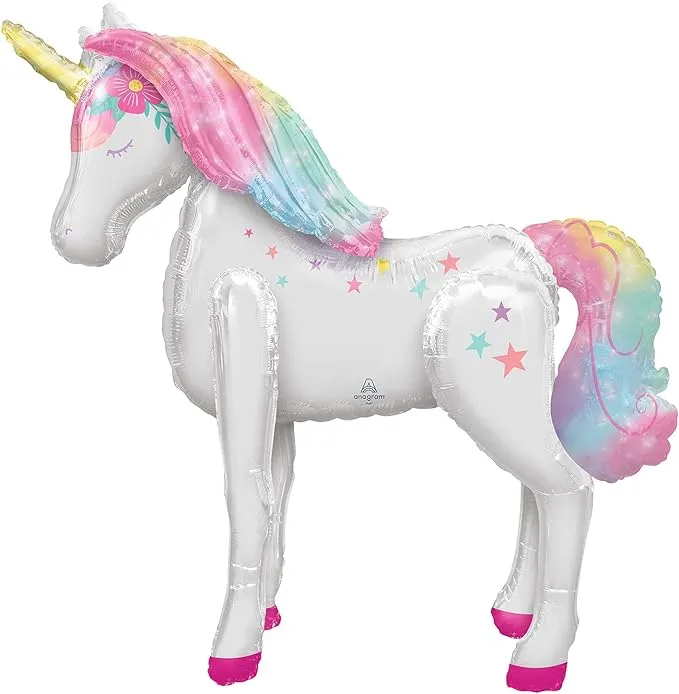 46" Tall Unicorn Airwalker | Magical Unicorn Airwalker | Enchanted Unicorn Foil Balloon | Jumbo Unicorn Balloon | Pink Unicorn Birthday