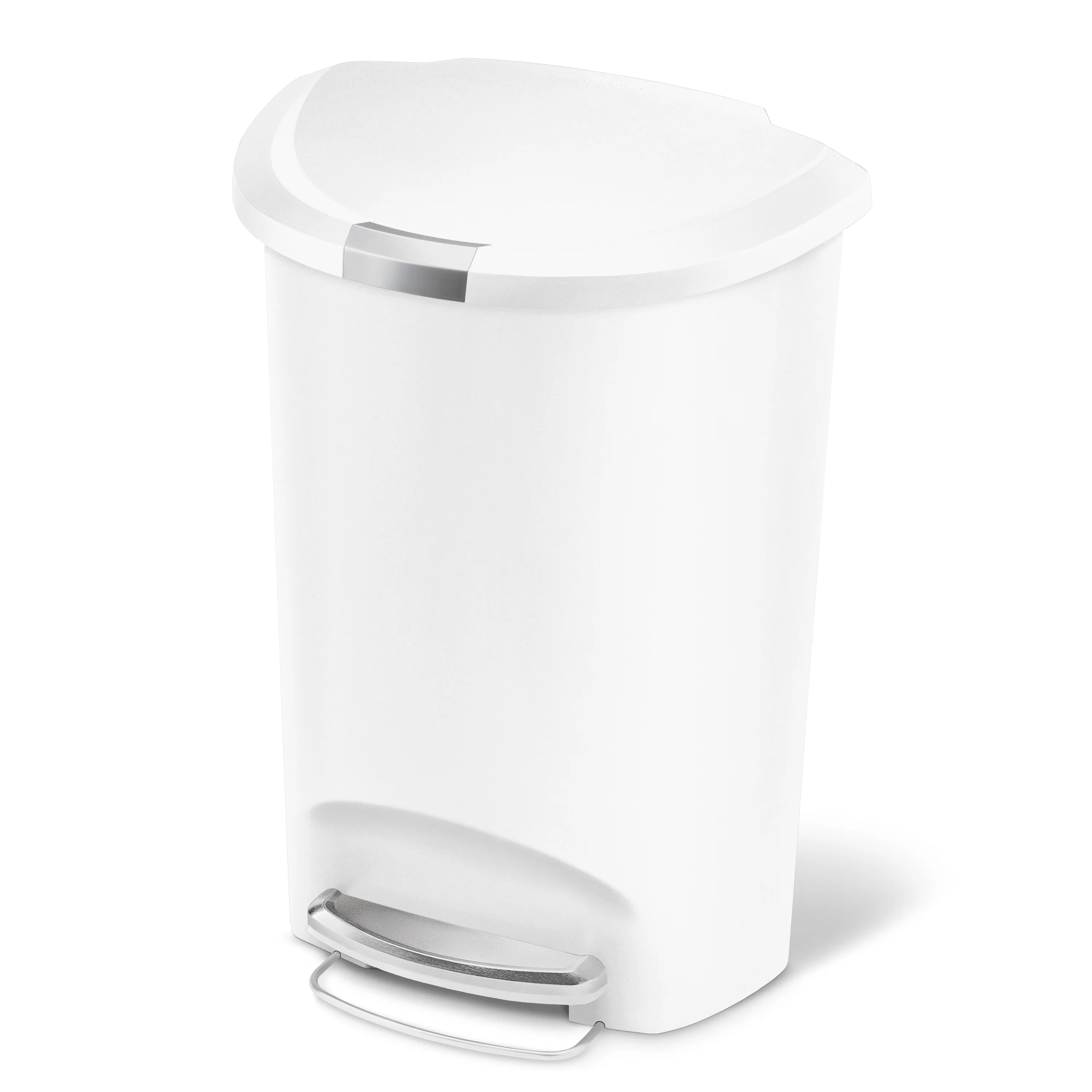 50 l Semi-Round White Plastic Step-On Trash Can