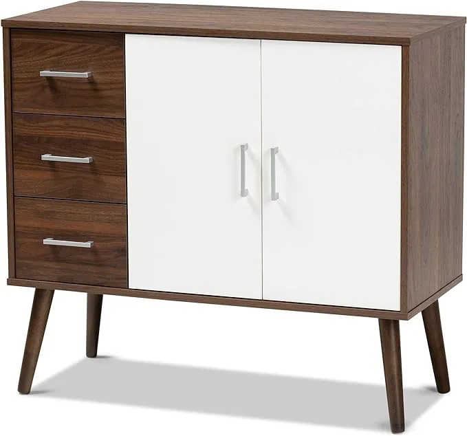 Baxton Studio Leena Mid-Century Modern 3 Drawer Sideboard Buffet