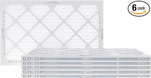 Amazon Basics Merv 11 AC Furnace Air Filter - 16'' x 25'' x 1'', 6-PackAmazon Basics Merv 11 AC Furnace Air Filter - 16'' x 25''…