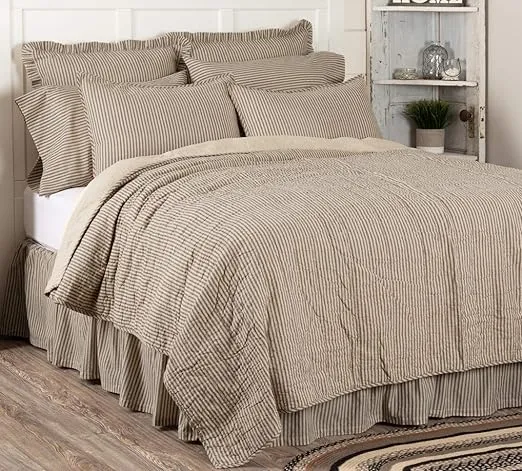 Sawyer Mill Ticking Stripe Quilted Coverlet