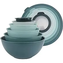 Cook with Color 12 Piece Nesting Mixing Bowls Set with Lids in Teal