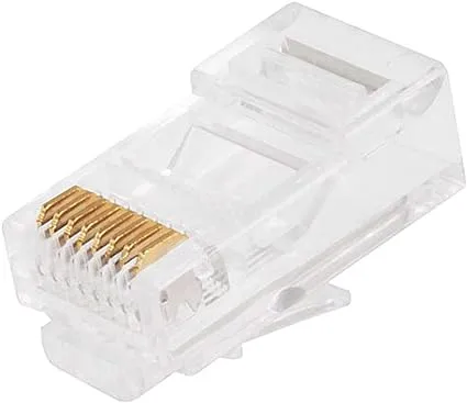 Monoprice Cat5e RJ45 Modular Plugs - Crimp Connectors, Gold Plated Contacts, UTP, For Solid Wire, 100-Pack