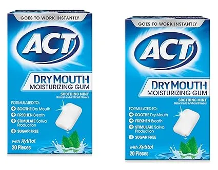 Act Dry Mouth Moisturizing Gum, Soothing Mint - 20 gums