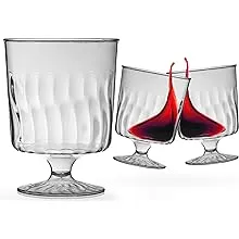 Kaya Collection - Disposable Plastic Clear 8oz Wine Glasses Crystal-Like Design ...