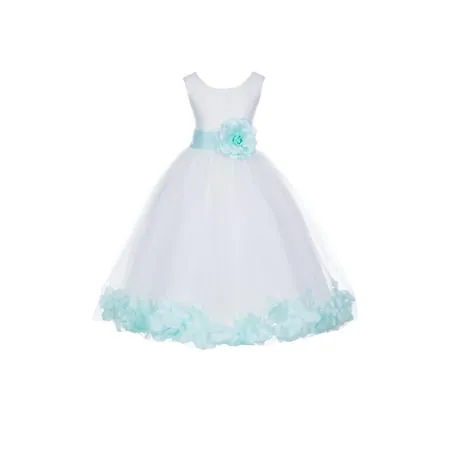 Ekidsbridal Satin White Mint Tulle Petal Christmas Party Bridesmaid Recital Easter Holiday Wedding Pageant Communion Princess Birthday Clothing Baptism 302S size 6-9 month Flower Girl Dress