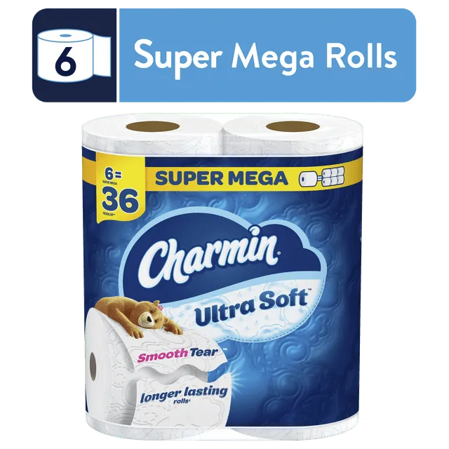 Ultra-Soft Smooth Tear Toilet Paper Rolls (24 Mega Plus Rolls)