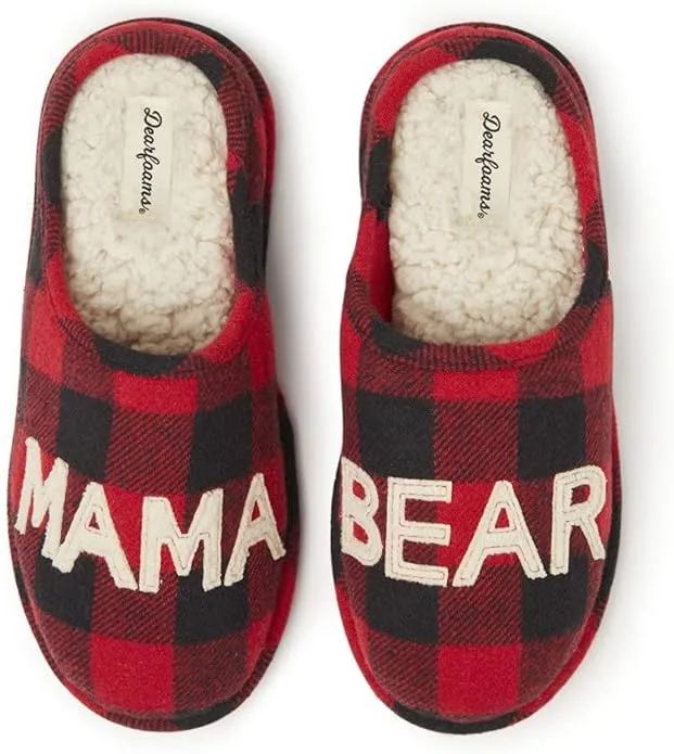 Dearfoams Women's Mama Bear Buffalo Check Clog Slipper