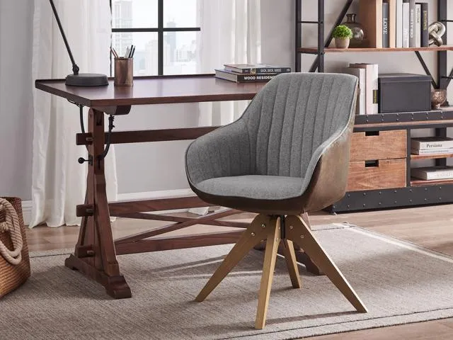 Art Leon Modern Office Swivel Accent Chair with Wood Legs