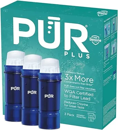 PLUS Water Pitcher Replacement Filters with Lead Reduction Water Filter Cartridge (3-Pack)