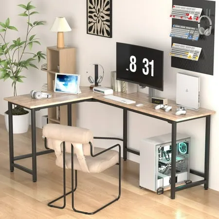 VECELO 66 inch L-Shaped Computer Desk