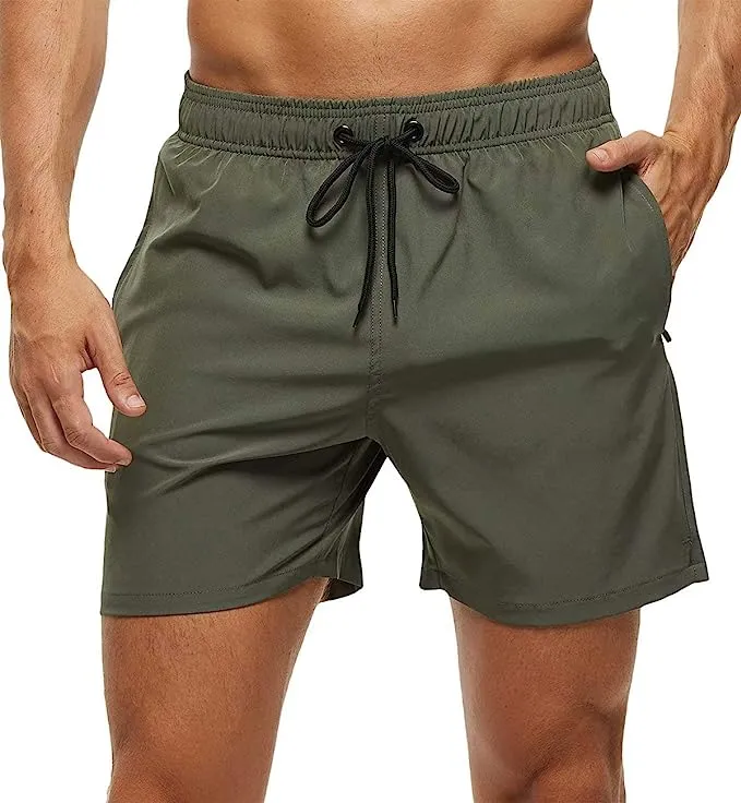 Tyhengta Herren-Badehose, schnelltrocknend, Strandshorts mit Reißverschlusstaschen und Netzfutter