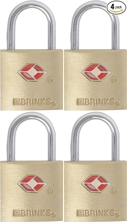 Brinks 161-20471 TSA Approved 22mm Luggage Lock Solid Brass, 4-Pack