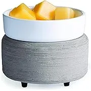 CANDLE WARMERS ETC 2-in-1 Candle and Fragrance Warmer for Warming Scented Candles or Wax Melts and Tarts with to Freshen Room, Gray Texture